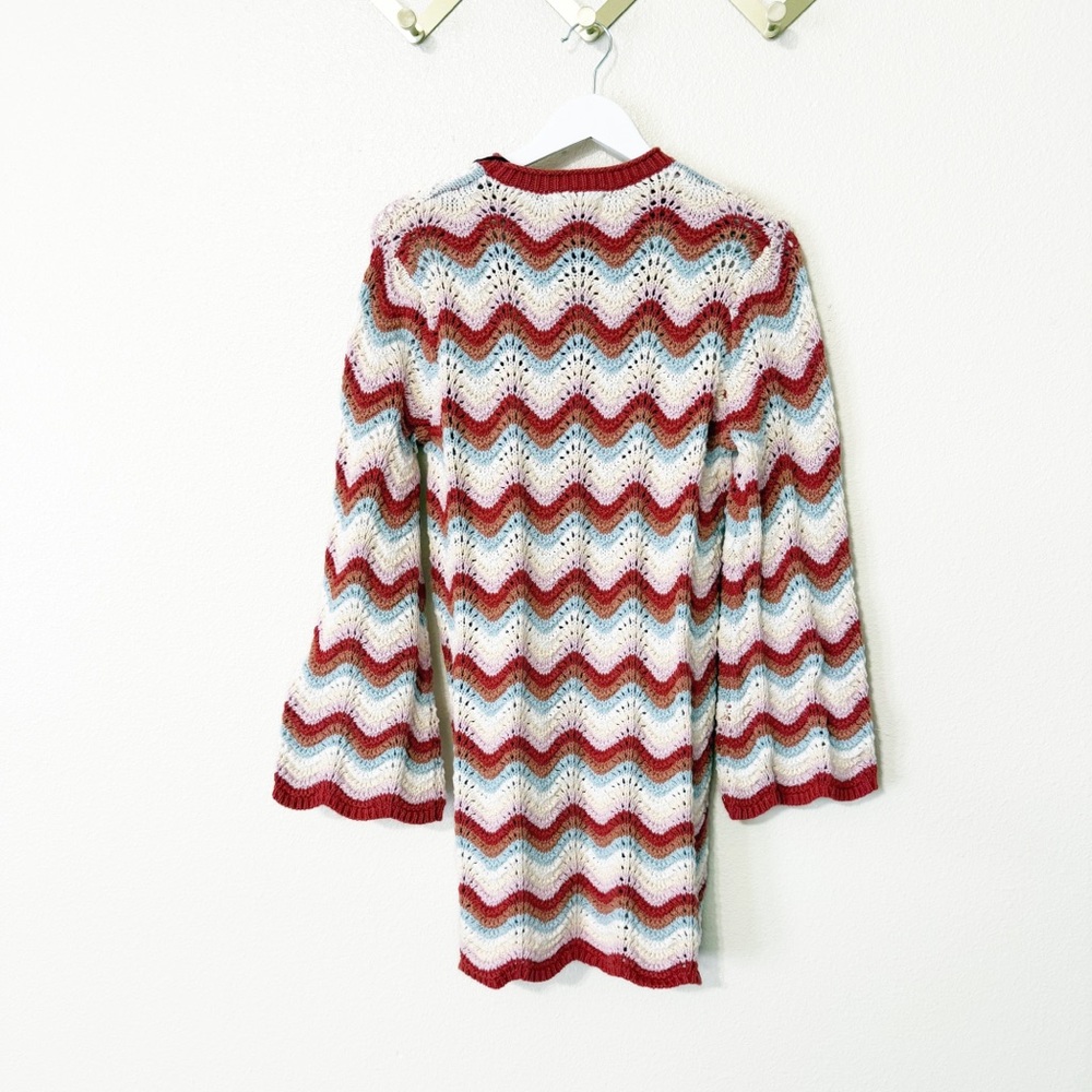 NWT 27 Miles Malibu Reno Crochet dress w lettuce trim & bell sleeves multicolor - Picture 4 of 8